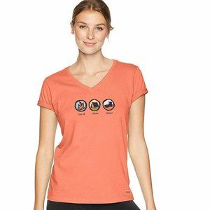 Life is Good Women's Orange v neck t shirt